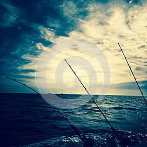 Fishing pole on boat, Destin, Florida