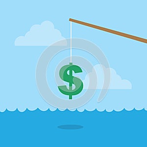 Fishing Pole Dollar Sign