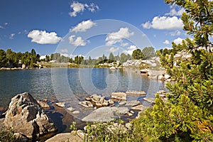 Fishing lake pond Beartooth Mountains Montana photo