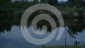 Fishing at the pond at night