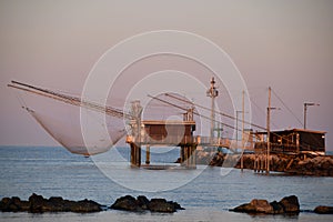 Fishing post on the Adriatic Sea in Porto Garibaldi - Italy