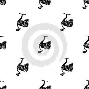 Fishing reel icon in black style isolated on white background. Fishing symbol stock vector illustration.