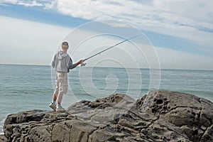 Fishing from a rock