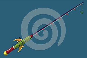 A fishing rod with a fishing hook attached, ready for angling, Fishing rod Customizable Disproportionate Illustration photo