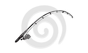 Fishing rod icon. Side view. Wooden rod. Vector flat graphic illustration. The isolated object on a white background