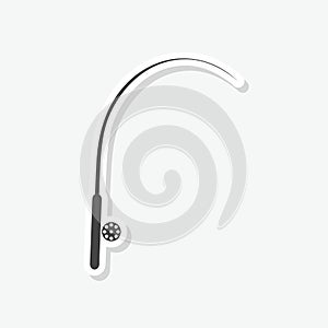 Fishing Rod icon sticker isolated on white