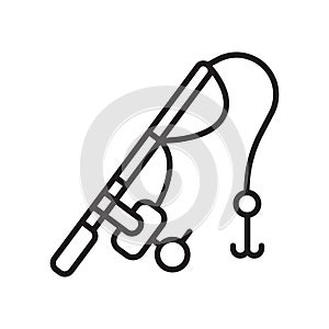 Fishing rod icon vector sign and symbol isolated on white background, Fishing rod logo concept