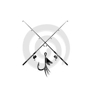 Fishing rod icon for web design isolated on white background