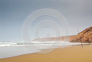 Fishing rod at lonesame beach photo