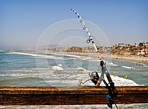 Fishing Rod on an Ocean Pier, California