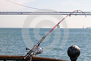 Fishing Rod on the Pier in San Francisco Bay