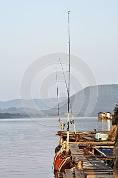 Fishing Rod River Thailand Outdoor Raft