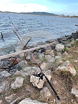 Fishing Rod With Sea, Fishing With Sea, Fishing Rod