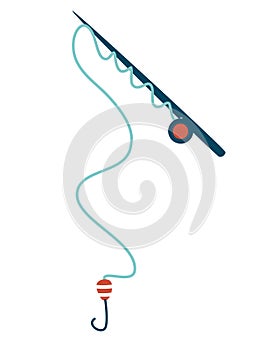 Fishing Rod. Side view. Accessory for outdoor recreation and sports. Fishing. Vector flat graphic illustration