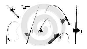 Fishing Rod Silhouettes In Various Types