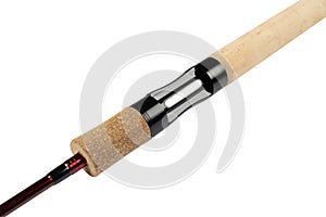 Fishing rod spinning close-up. Fishing rod. Rod rings isolated on white background with clipping path .Fishing tackle. Fishing rod