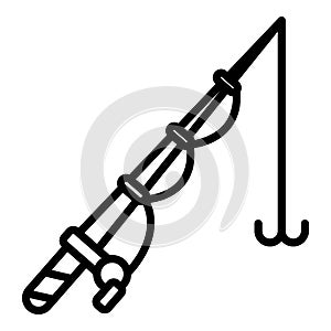Fishing rod spinning icon, outline style