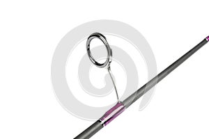 Fishing rod spinning ring with close-up. Fishing rod. Rod rings isolated on white background with clipping path. Fishing spinning