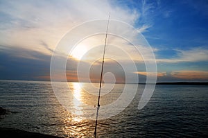 Fishing rod at sunset