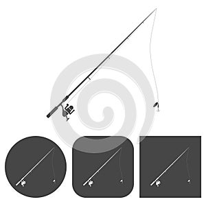 Fishing rod - vector icons set