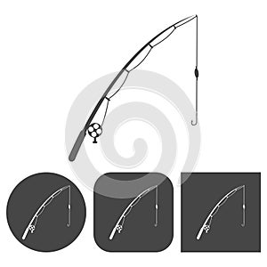 Fishing rod - vector icons set