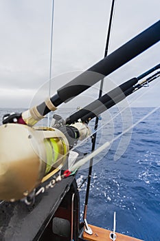 Fishing rods on a boat