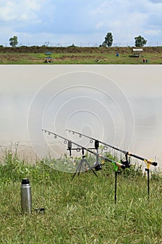 Fishing rods in fishery photo