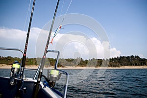 Fishing rods at sea.