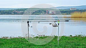 Fishing rods waiting for the byte on a lake