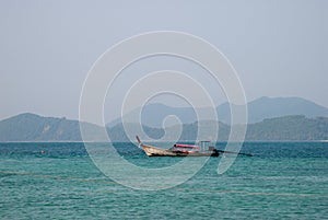 A fishing schooner in the waters of the Gulf of Thailand