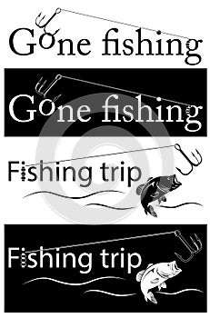 Fishing set logo, emblems, badges and design elements.