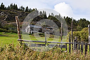 Fishing shacks and countryside