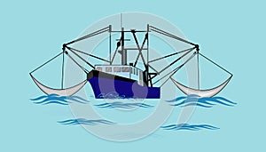 Fishing ship fishing boat illustration water