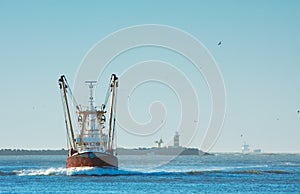 Fishing ship in harbor