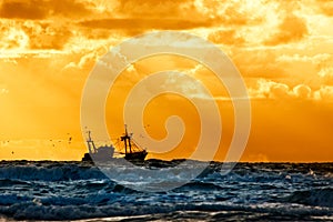 Fishing ship at sea