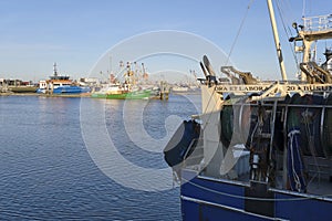 Fishing ships docked in the harbor of Lauwersoog