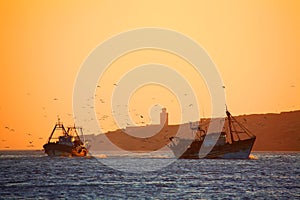 Fishing ships in Essaouira