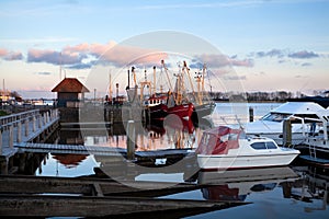 Fishing ships at harbor, Zoutkamp