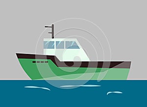 Fishing ships, water isolated transport icon. Ship at sea, shipping boat, motor boat ocean transport. Jpeg