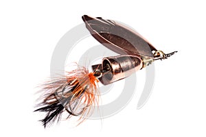 Fishing spinner lure isolated