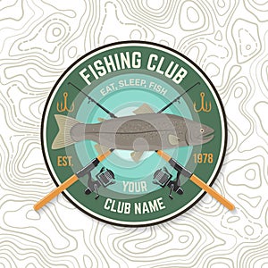 Fishing sport club patch. Vector. Concept for shirt or logo, print, stamp, tee, sticker, patch. Vintage typography