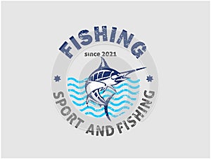 fishing sport logo with image of a blue marlin