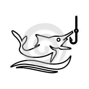 Fishing, sport, sea outline icon. Line art vector
