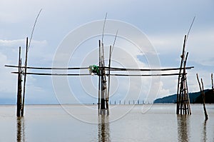 Fishing Stakes in Tabo River - Borneo - Malaysia