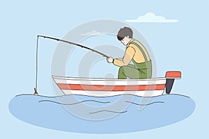 Fishing and summer leisure activities concept