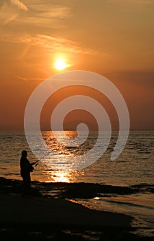 Fishing at sunset