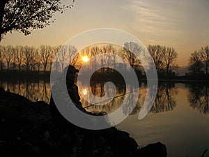 Fishing by sunset