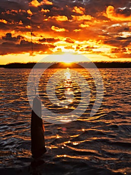 Fishing at sunset