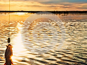 Fishing at sunset