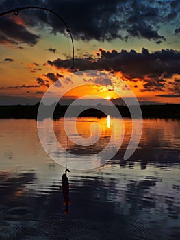 Fishing at sunset